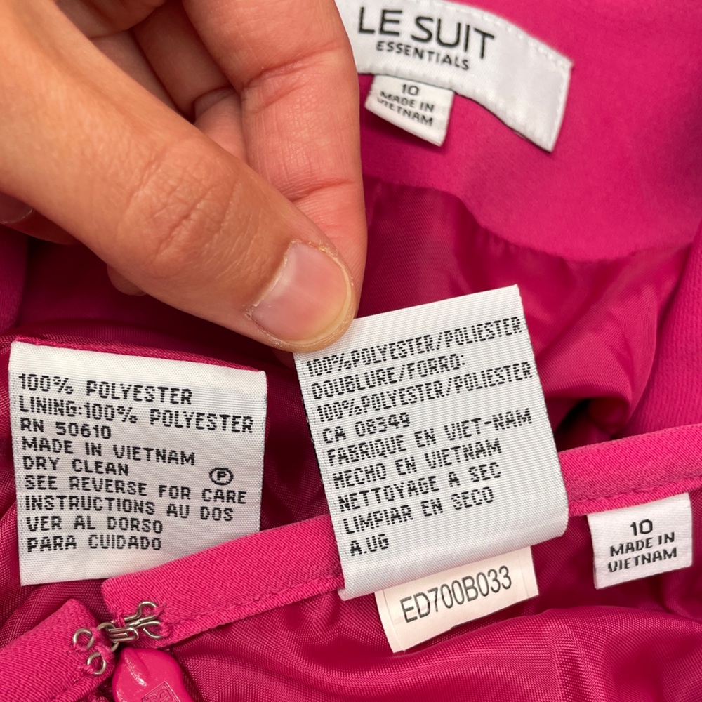 Le Suit Barbie pink skirt suit set blazer pencil bright retro corporate feminine - Picture 11 of 11